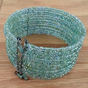 Iridescent Green Beaded Bracelet